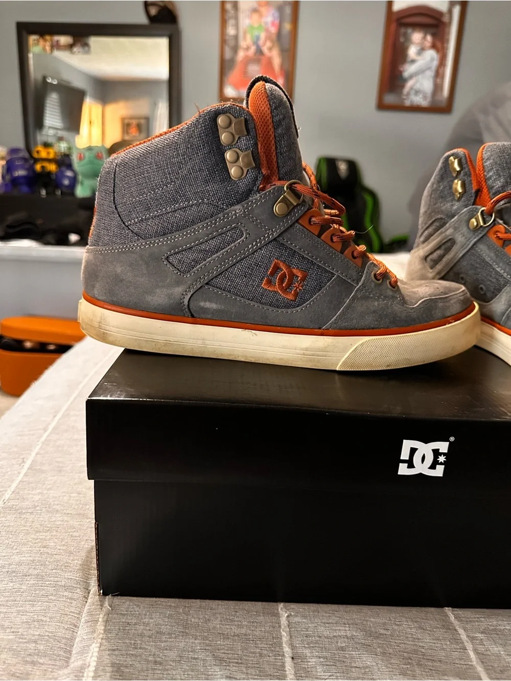 DC Gray and Orange High-Top Sneaker Boots